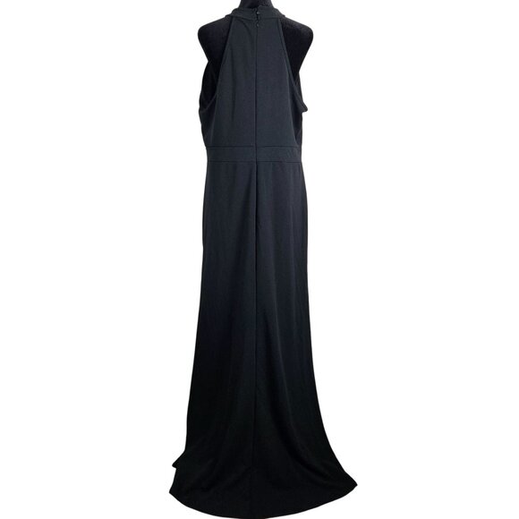 Elegant XXL Womens Black Formal Mermaid Sleeveless Halter Maxi Dress Ruffle - Picture 4 of 12